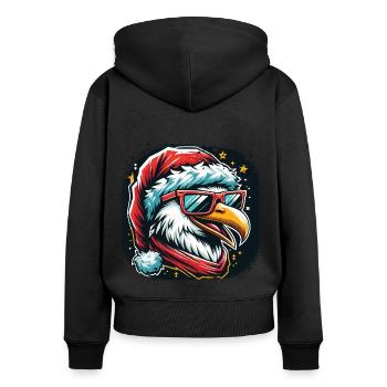 Möwe Santa Claus Weihnachtsmann - Frauen Premium Bio Zip Hoodie - Schwarz - Hinten - Julia (174cm)