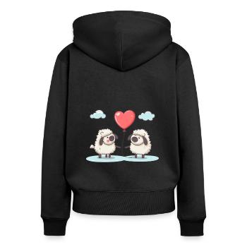 Sheeps Kawaii Cartoon Pet Playing With Balloons - Women's Premium Organic Zip Hoodie - black - Back - Julia (174cm)