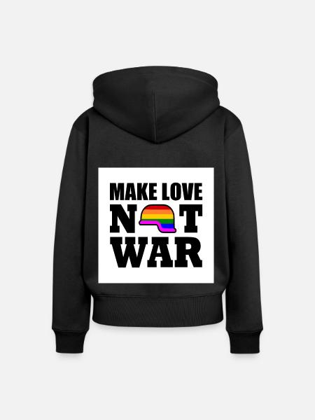 Make love not war - Frauen Premium Bio Zip Hoodie - Schwarz