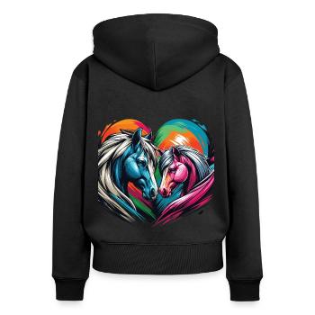 Pferdeliebe verliebte Pferde Herz Graffiti Style - Frauen Premium Bio Zip Hoodie - Schwarz - Hinten - Julia (174cm)