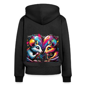Verliebte Mäuse Liebe Herz Graffiti Street Art - Frauen Premium Bio Zip Hoodie - Schwarz - Hinten - Julia (174cm)