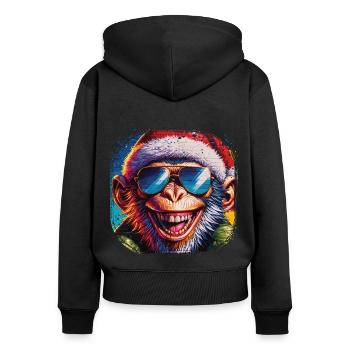 Singe cool avec style street art de chapeau de Père Noël - Sweat à capuche zippé Premium bio Femme - noir - Dos - Julia (174cm)