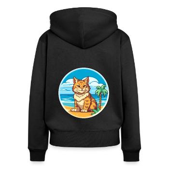 Rotluchs Aquarell Cartoon Kawaii Clipart Tier - Frauen Premium Bio Zip Hoodie - Schwarz - Hinten - Julia (174cm)