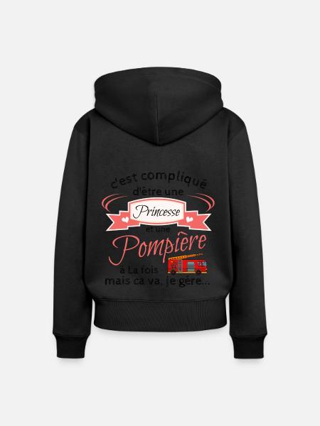 Pompière - Sweat à capuche zippé Premium bio Femme - noir