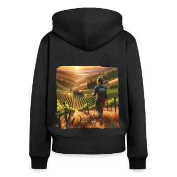 Wander Woman Berge Trekking Wandern Damen - Frauen Premium Bio Zip Hoodie - Schwarz - Hinten - Julia (174cm)