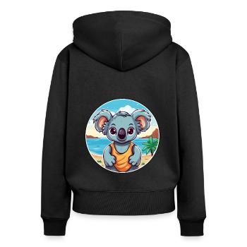 Koala Aquarell Cartoon Kawaii Clipart Tier - Frauen Premium Bio Zip Hoodie - Schwarz - Hinten - Julia (174cm)