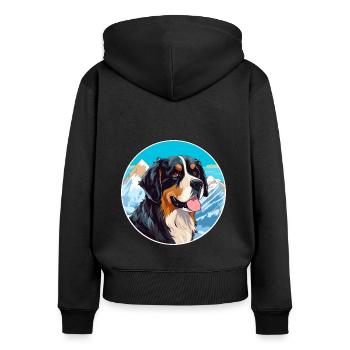 Berger De Beauce Dog Breed Cartoon Kawaii Watercol - Women's Premium Organic Zip Hoodie - black - Back - Julia (174cm)