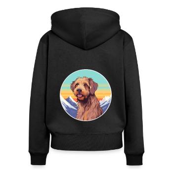 Fauve De Bretagne Dog Breed Cartoon Kawaii Waterco - Women's Premium Organic Zip Hoodie - black - Back - Julia (174cm)