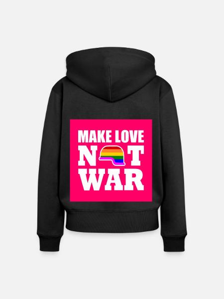 Make love not war - Frauen Premium Bio Zip Hoodie - Schwarz
