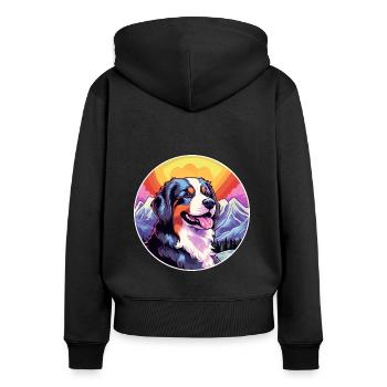 Berner Laufhund Hunderasse Cartoon Kawaii Watercolo - Frauen Premium Bio Zip Hoodie - Schwarz - Hinten - Julia (174cm)