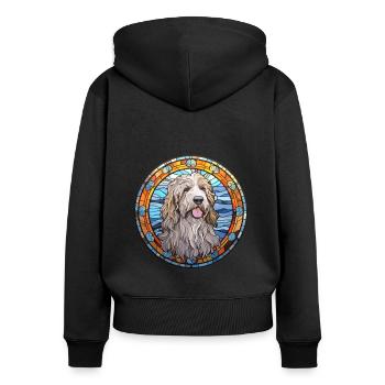 Bergamasco Schäferhund Rasse Buntglas Colorf - Frauen Premium Bio Zip Hoodie - Schwarz - Hinten - Julia (174cm)