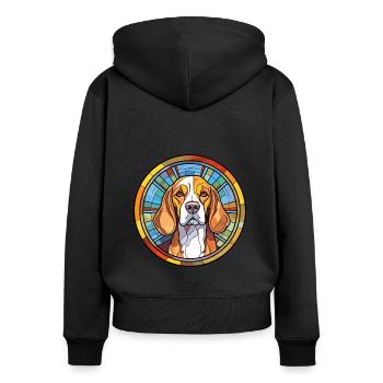 Beagle Harrier Hunderasse Buntes Glas Bunt Wa - Frauen Premium Bio Zip Hoodie - Schwarz - Hinten - Julia (174cm)