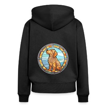 Griffon Fauve De Bretagne Dog Breed Stained Glass - Women's Premium Organic Zip Hoodie - black - Back - Julia (174cm)
