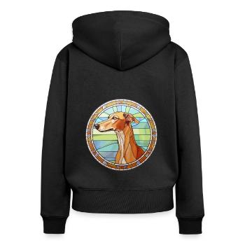 Rampur lévrier chien race vitrail coloré - Sweat à capuche zippé Premium bio Femme - noir - Dos - Julia (174cm)