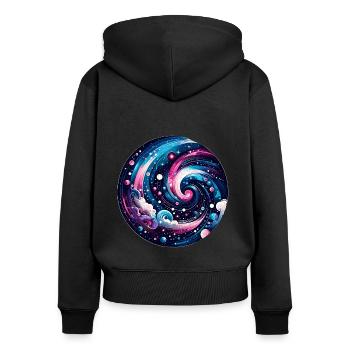 Galaxy - Frauen Premium Bio Zip Hoodie - Schwarz - Hinten - Julia (174cm)