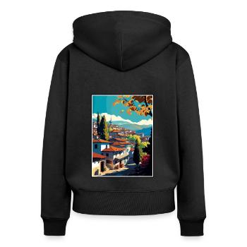 Safranbolu Turquie Vintage Voyage Poster Souvenir - Sweat à capuche zippé Premium bio Femme - noir - Dos - Julia (174cm)