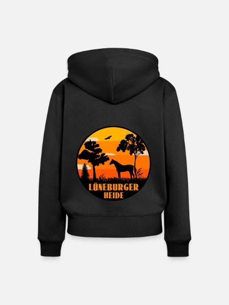 Lüneburger Heide - Frauen Premium Bio Zip Hoodie - Schwarz