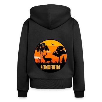 Schorfheide - Frauen Premium Bio Zip Hoodie - Schwarz - Hinten - Julia (174cm)