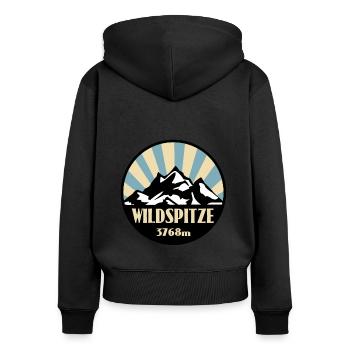Wildspitze - Frauen Premium Bio Zip Hoodie - Schwarz - Hinten - Julia (174cm)