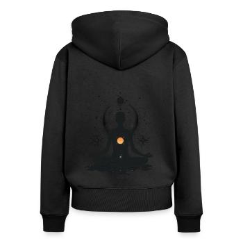 Zenith Sérénité - Sweat à capuche zippé Premium bio Femme - noir - Dos - Julia (174cm)