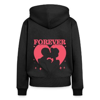 Valentines Day Skull Love Kissing - Women's Premium Organic Zip Hoodie - black - Back - Julia (174cm)