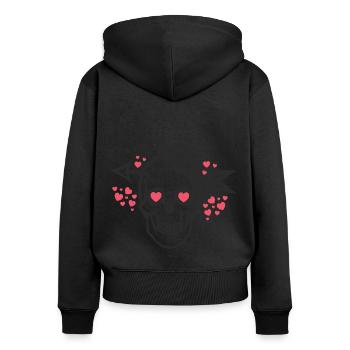 Valentines Day skull with arrow in head - Women's Premium Organic Zip Hoodie - black - Back - Julia (174cm)