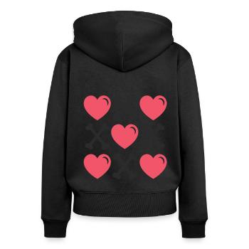 Valentines Tag Herzen und Knochen - Frauen Premium Bio Zip Hoodie - Schwarz - Hinten - Julia (174cm)