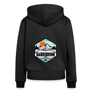 Baiersbronn - Frauen Premium Bio Zip Hoodie - Schwarz - Hinten - Julia (174cm)