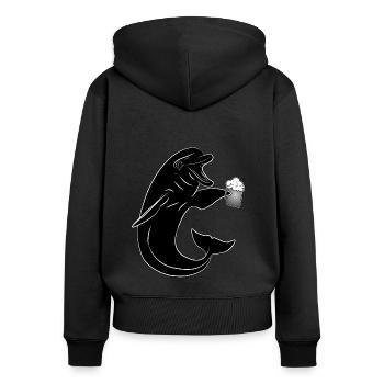 Fête Dauphin avec Bière sur la Plage - Festival en Octobre - Sweat à capuche zippé Premium bio Femme - noir - Dos - Julia (174cm)