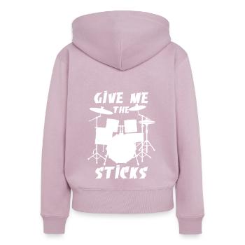 Batteur - Sweat à capuche zippé Premium bio Femme - rose poudré - Dos - Julia (174cm)
