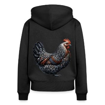 Lustiges Huhn Huhn Lustiges Bild - Frauen Premium Bio Zip Hoodie - Schwarz - Hinten - Julia (174cm)