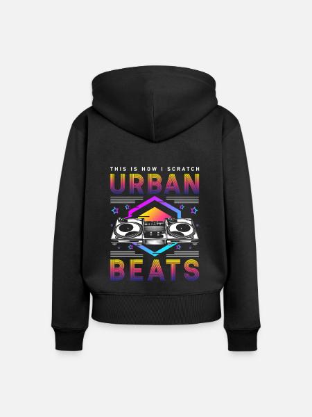 Schallplatte Disko Rave - Frauen Premium Bio Zip Hoodie - Schwarz