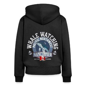 Whale watching pacific northwest 2 - Women's Premium Organic Zip Hoodie - black - Back - Julia (174cm)