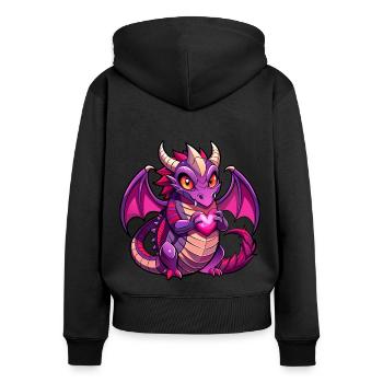 Farbenfroher Drache - Frauen Premium Bio Zip Hoodie - Schwarz - Hinten - Julia (174cm)