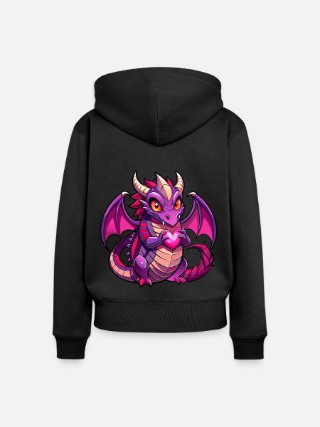 Farbenfroher Drache - Frauen Premium Bio Zip Hoodie - Schwarz