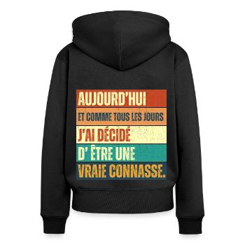 J' ai décidé d' être un vrai connard humour rétro - Sweat à capuche zippé Premium bio Femme - noir - Dos - Julia (174cm)
