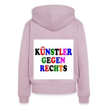 Les artistes contre la droite - Sweat à capuche zippé Premium bio Femme - rose poudré - Dos - Julia (174cm)