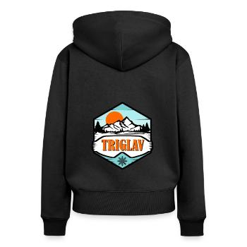 Triglav - Frauen Premium Bio Zip Hoodie - Schwarz - Hinten - Julia (174cm)