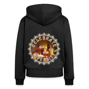 Célébrez la diversité - Sweat à capuche zippé Premium bio Femme - noir - Dos - Julia (174cm)
