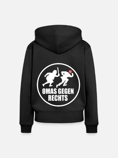 Omas gegen rechts - Frauen Premium Bio Zip Hoodie - Schwarz