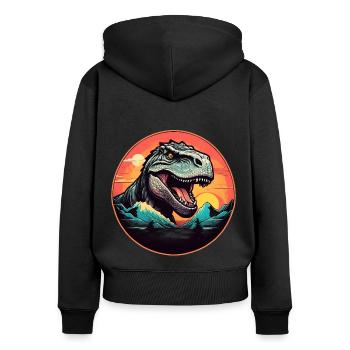 Tyrannosaurus Rex T-Rex dans un cercle coloré - Sweat à capuche zippé Premium bio Femme - noir - Dos - Julia (174cm)