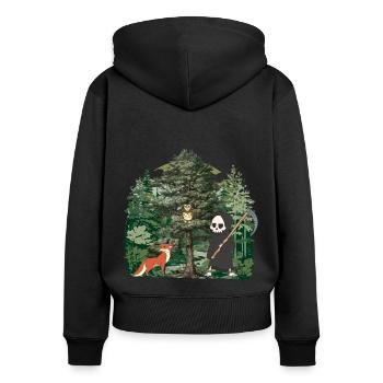 Habitant de la forêt Faucheuse Fantaisie Halloween Mort - Sweat à capuche zippé Premium bio Femme - noir - Dos - Julia (174cm)