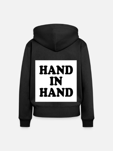 Hand in hand - Frauen Premium Bio Zip Hoodie - Schwarz