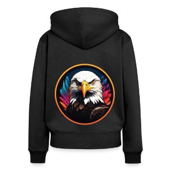 Portrait coloré de pygargue à tête blanche - Sweat à capuche zippé Premium bio Femme - noir - Dos - Julia (174cm)