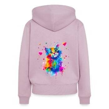 Bunte niedliche Katze mit Herz - Frauen Premium Bio Zip Hoodie - Altrosa - Hinten - Julia (174cm)