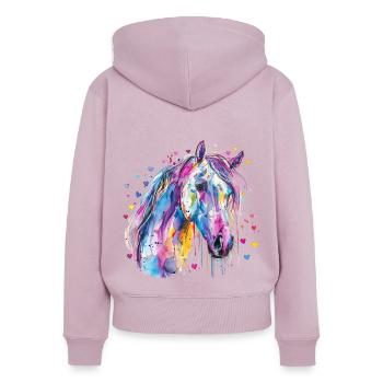 Pferd mit Herz - Frauen Premium Bio Zip Hoodie - Altrosa - Hinten - Julia (174cm)