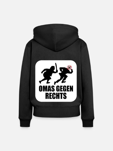 Omas gegen rechts - Frauen Premium Bio Zip Hoodie - Schwarz
