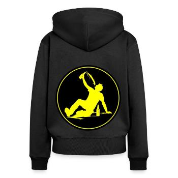 Boire de la bière Silhouette - Sweat à capuche zippé Premium bio Femme - noir - Dos - Julia (174cm)