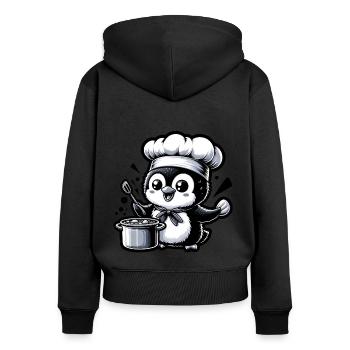 Chef Penguin: Master of Pots - Women's Premium Organic Zip Hoodie - black - Back - Julia (174cm)