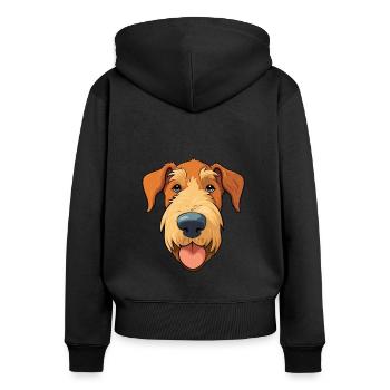Airedale Terrier Hunderasse Aquarell Karikatur Kawa - Frauen Premium Bio Zip Hoodie - Schwarz - Hinten - Julia (174cm)
